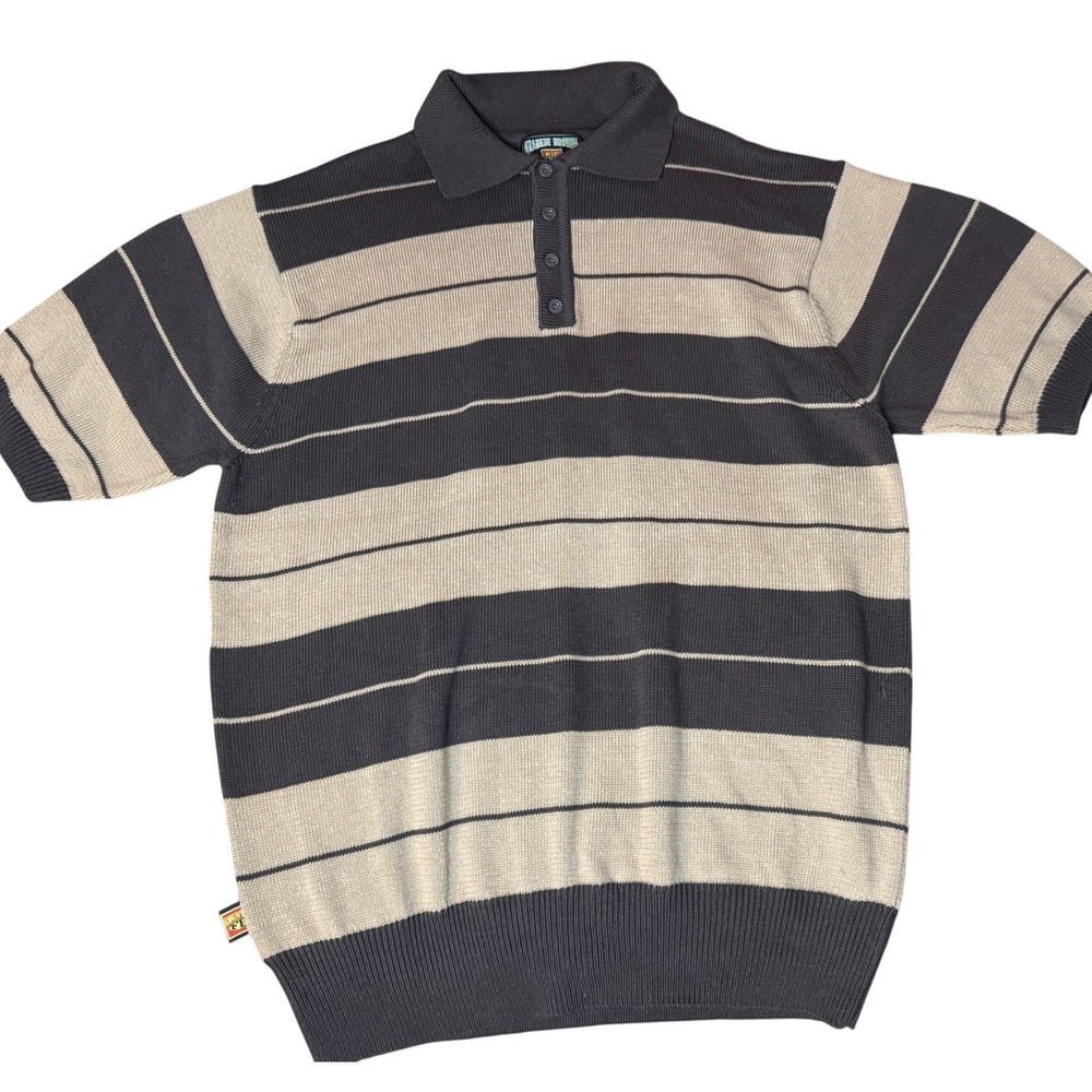 Fb County Charlie Brown Polo Shirt Large Brown Striped Knit Cholo LowRider OG